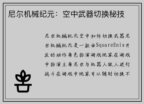 尼尔机械纪元：空中武器切换秘技